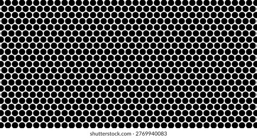 Black and White Seamless Perforated Metal Mesh Background with Circular Hole Pattern