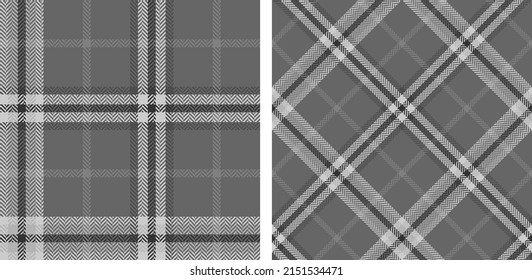 Conjunto de fondo de patrón de estrías sin soldadura en blanco y negro. Hueso de arenque de textura clásica. Jaula escocesa directa y oblicua. Impresión gráfica vectorial sobre telas y camisas; textiles y manteles.