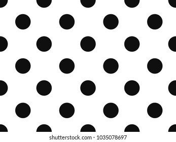 Black and white seamless polka dot pattern vector