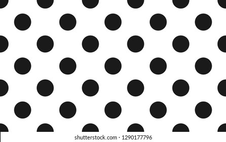 Black and white seamless polka dot pattern vector