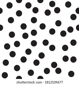 Black and white seamless polka dot pattern vector illustration.
