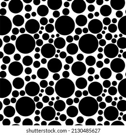 Black and white seamless polka dot pattern vector.Vector seamless black and white circle background. Irregular shapes. Modern stylish dot texture. Trendy print. Swatch. For print, wrapping paper.