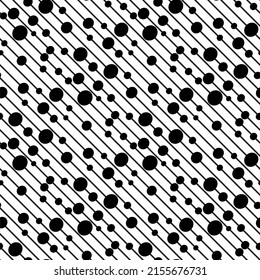 Vector de patrón de puntos de polka sin soldadura en blanco y negro. Patrón de puntos de polka sin soldadura. Puntos negros sobre fondo blanco. Ilustración vectorial.Textura de manchas redondas negras. Los círculos bordean el fondo. Punto Polka.