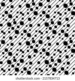 Vector de patrón de puntos de polka sin soldadura en blanco y negro. Patrón de puntos de polka sin soldadura. Puntos negros sobre fondo blanco. Ilustración vectorial.Textura de manchas redondas negras. Los círculos bordean el fondo. Punto Polka.