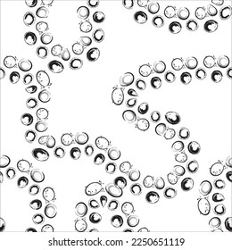 Black and white seamless polka dot pattern. colored Textured Pattern. Creative doodle art pattern with different shapes and textures. Curved doodling background