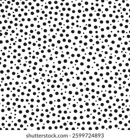 Black and white seamless polka dot pattern with circles Monochrome, dotted vector background. Geometric abstract Halftone random circles random dots pattern texture illustration. EPS 10 Pro Vector 