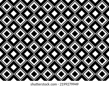 Black and white seamless rhombus pattern, abstract geometric background, vector illustration