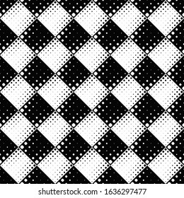 Black and white seamless rounded square pattern background - abstract monochrome vector graphic design