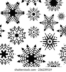 black and white seamless snowflake background