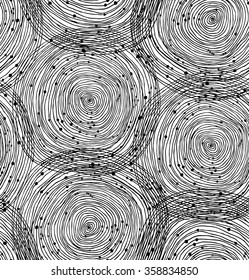 Black and white seamless spiral pattern. Vector texture