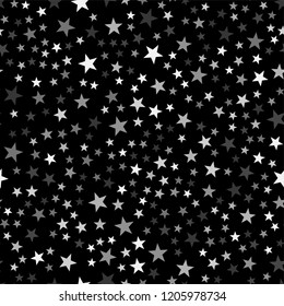 Black and white seamless stars seamless texture. Festive, luxury or network graphic design concept. Vector illustration