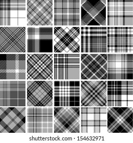 Black White Seamless Tartan Patterns Stock Vector (Royalty Free ...