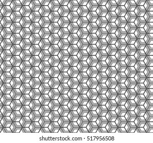Black and white Seamless texture of cubes. Optical illusion. Vector illustration.