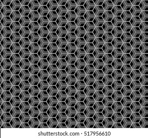 Black and white Seamless texture of cubes. Optical illusion. Vector illustration.