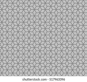 Black and white Seamless texture of cubes. Optical illusion. Vector illustration.