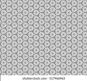 Black and white Seamless texture of cubes. Optical illusion. Vector illustration.
