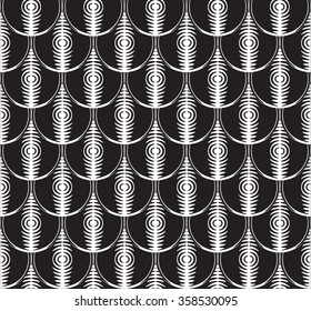 Black and white seamless texture in the form of fish scales with a metallic sheen