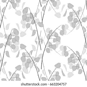 Black and white seamless texture with lunarias