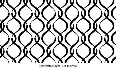 Black and white seamless texture. Modern geometric background. Monochrome pattern with wavy lines.