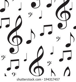 Black and white seamless texture musical notes