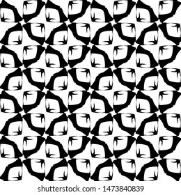 Black and white seamless tie pattern with geometric elements.