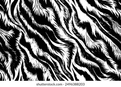 Black and White Seamless Tiger Stripe Pattern – Perfect for Fabric and Apparel