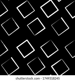 Black and white seamless vector background. Black background with white rhombuses. Template for fabrics, print, web, packaging and other uses.