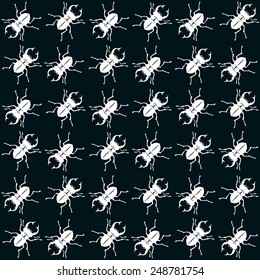 black and white seamless vector with beetles