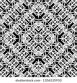 black and white seamless vector borders with ethnic motifs and geometrical ornaments
