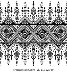 Black and white seamless vector geometric pattern.