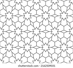 Black and white seamless vector illustrations. Coloring page, colouring  book for adults and children. Line pattern design. Decorative abstract geometric linear background. Easy to edit color and line