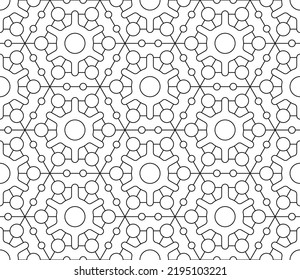 Black and white seamless vector illustrations. Coloring page, colouring  book for adults and children. Line pattern design. Decorative abstract geometric linear background. Easy to edit color and line