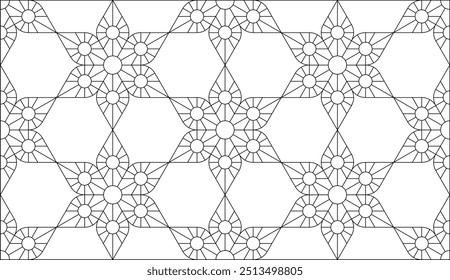 Ilustraciones vectoriales sin costura en blanco y negro. Dibujo para colorear, libro para colorear para adultos y niños. Diseño de patrón de línea. Fondo lineal geométrico abstracto decorativo. Fácil de editar color y línea