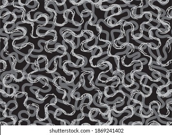 Black and white seamless vector pattern with curves