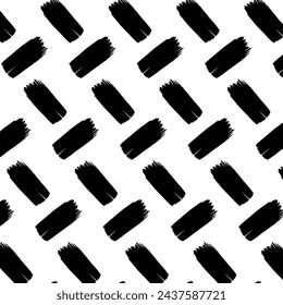 A black and white seamless vector pattern featuring bold, smooth, hand-drawn brushstrokes arranged perpendicular at some angles. This unique design is perfect for textiles, banners, posters, cards.