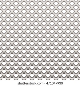 Black and White Seamless Vector Pattern with Line Geometric Waves. Abstract Background Illustration for Design.