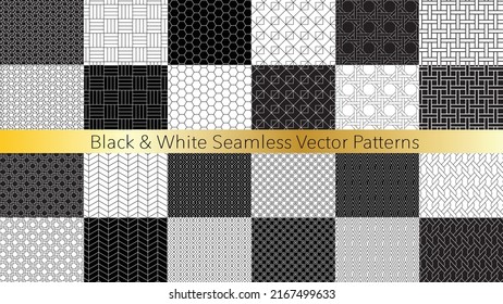 black and white seamless vector patterns