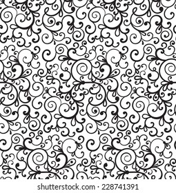 black and white seamless vintage pattern, vector