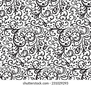 black and white seamless vintage pattern, vector