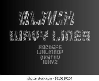 Black And White Seamless Wavy Line Font