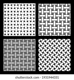 Black white seamless weave rattan pattern, vector