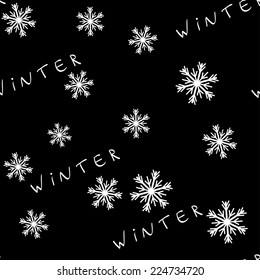 black and white seamless winter design with snowflakes. vector illustration EPS 10