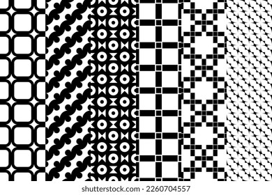 Black and white. Seamlessly set of pattern. Symmetric abstract wallpaper. Digital paper, textile print.