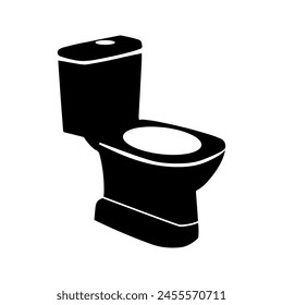 black and white seated toilet vector icon