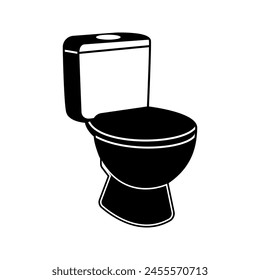 black and white seated toilet vector icon