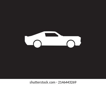 Black And White Sedan Car Silhouette. Simple Illustration 