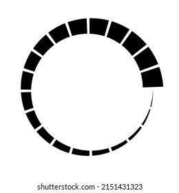 Black and white segmented circle, ring abstract geometric vector illustration