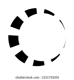 Black and white segmented circle, ring abstract geometric vector illustration