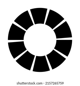 Black and white segmented circle, ring abstract geometric vector illustration