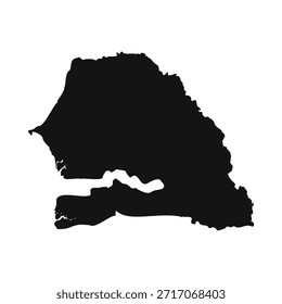 Blanco y negro Senegal Mapa simple